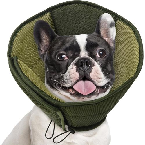 AOFITEE Dog Cone - Soft Cones Dog After Surgery, Comfy Cones for Dogs to Stop Licking, Adjustable Small Dogs Cone Collar for Wound Healing, Elizabethan Pet E-Collar, Army Green Small