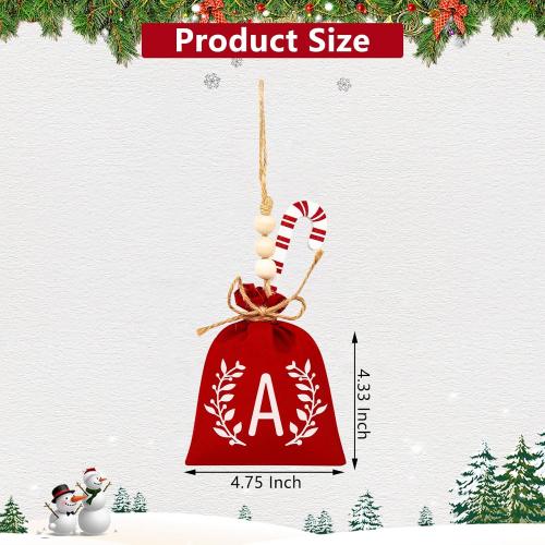 Personalised Red Monogram Letter Bag, Christmas Hanging Ornament for Christmas Trees, Home Party Gifts (Dad)