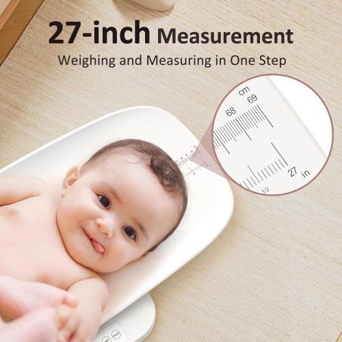 Baby Scale, Multifunctional Baby Weight Scale, Pet Scale for Puppy, Cat, Adult Scale Up to 330lbs, Accurate Digital Scale with Hold Function, 27-inch Height Measurement, 5 Units, LED Screen
