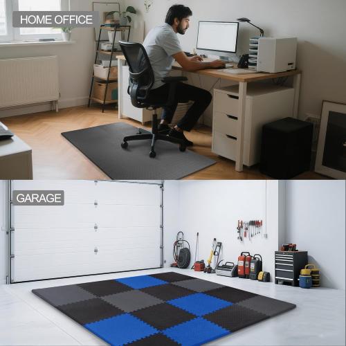 Puzzle Exercise Gym Flooring Mat, 1/2 Thick EVA Interlocking Foam Tiles Workout Mat for Home Gym, Fitness Equipment, MMA, Gymnastics, 6 Tiles Shock-Absorbing Exercise Mat, Grey (24 Sq Ft)