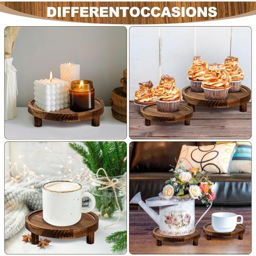 8PCS Wooden Risers for Display Wood Cake Stand for Party Round Food Risers for Buffet Wooden Holder Rustic Riser for Decor Tiered Tray Decor Home Kitchen (Rustic, 8 PCS (10, 8”, 6”, 5”))