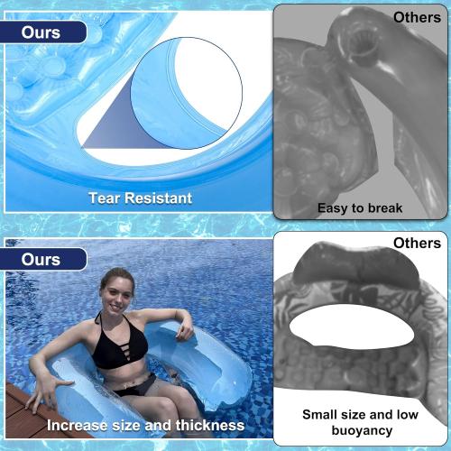 4 Pack Pool Floats Adult, PuppyuWill Minimalist Design Pool Chair Float, 52 X 38 Dopamine Colors, Drifter, Chair, Hammock 3-in-1 Inflatable Pool Toys for Pool Party, Lake, River, Sea, Outdoor