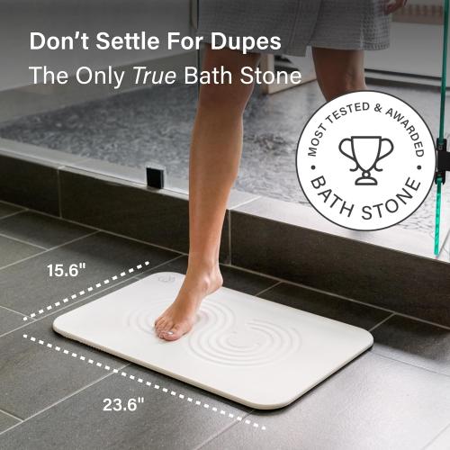 Dorai Home Bath Stone Mat 23.6x15.4 Quick-Dry, Non-Slip Diatomite Stone Bath Mat for Bathroom, Zen Sandstone