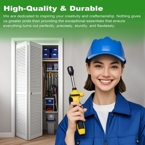 24IN Bi-fold Door Track Kit, 1Kit White Bi-fold Door Hardware kit with Track Closet Door Track Repair Tool Kit Included Full Accessories for Double Door, Folding Door, Accordion Door‼️missing pieces‼️