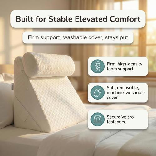 Wedge Pillow Set for After Surgery – Adjustable Headrest - Solid Memory Foam Incline System for Shoulder, Acid Reflux, Post Surgery & Sleep Apnea - Breathable Cover - Home Medical