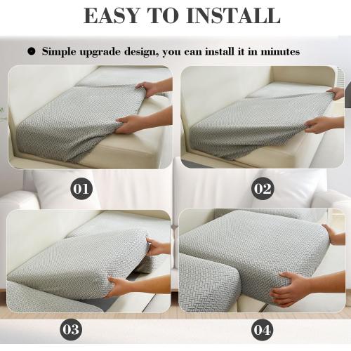 Sofa Covers Couch Covers for Sofa Pet Friendly Couch Cushion Covers Universal Sofa Covers Washable Stretch Slipcovers for Sectional Sofa (Texture Light Gray,Large Single Seat Cover)