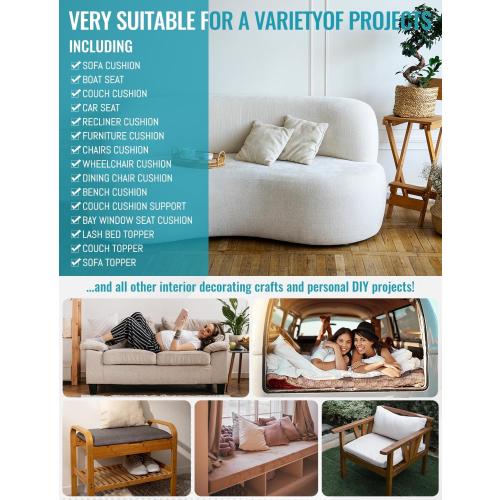 POYNUC Memory Foam Pad,1 Thick Gel Infused Cushion for Mattress Topper Pet Bed Gaming Chair RV Outdoor Sofa Breathable Low VOCs Cut to Size (24 * 72 * 1 in)