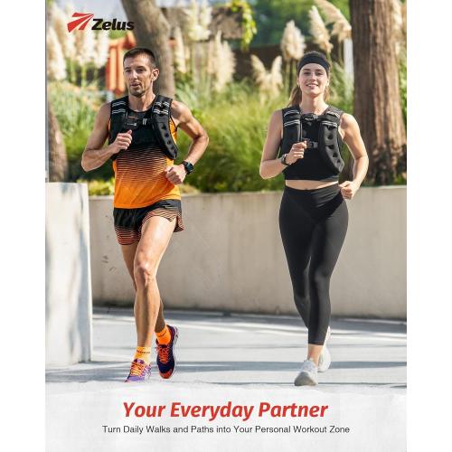 ZELUS Weighted Vest, 6lb/8lb/12lb/16lb/20lb/25lb/30lb Weight Vest with Reflective Stripe for Workout, Strength Training, Running, Fitness, Muscle Building, Weight Loss, Weightlifting