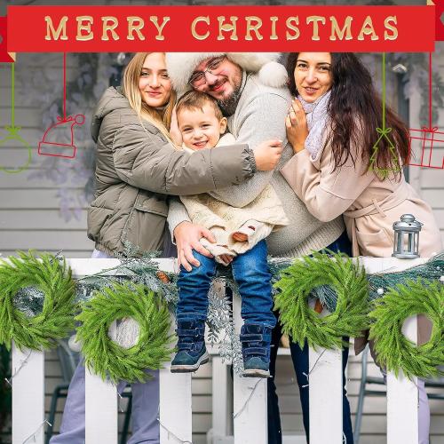 6 Pcs Christmas DIY Green Wreath 10 Inch Artificial DIY Faux Plain Wreaths Front Door Green Farmhouse Cabinets Indoor Outdoor Wall Decor(Norfolk Pine)