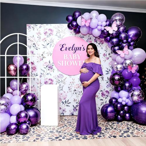 Bezente Purple Latex Balloons Kit, 60pcs 12 inch Dark Purple Metallic Chrome Confetti Lavender Lilac Balloons for Women Birthday Wedding Baby Bridal Shower Halloween Themed Party Decorations