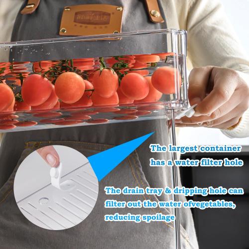 5 Pack Fridge Organizer, Stackable Refrigerator Organizer Bins with Lids, BPA-Free Produce Fruit Storage Containers for Storage Clear for Kitchen, Food, Drinks, Vegetable Storage