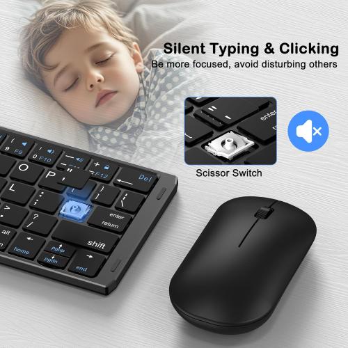 Foldable Keyboard and Mouse, EDJO Folding Wireless