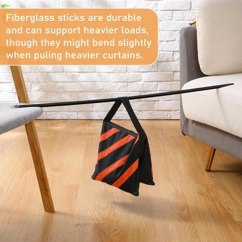 Shimeyao 10 Pack Acrylic Curtain Pull Wands Drapery Pull Rod Versatile Fiberglass Blinds Wand Kits with Rings and Hooks for Opening Closing Curtains Homes Offices Window Opener(white 46 Inch)