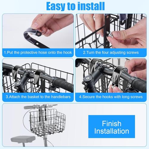 Knee Scooter Basket Accessory, Removable Wire Basket, Fits Most Knee Scooter Models, Easy Installation, Foldable Design, Black Metal Handlebar Mount