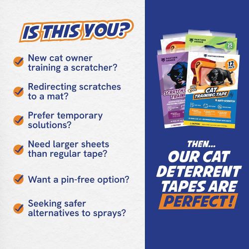 Panther Armor Cat Scratch Furniture Protector, 24 Double-Sided Tape Sheets