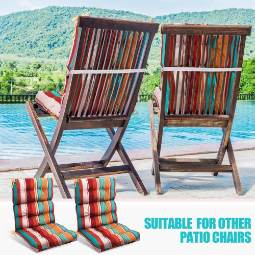 6 Pack High Back Outdoor Chair Cushions Bulk Waterproof Indoor Outdoor Chair Cushion Seat and Back Rocking Chair Cushion Thickened Patio Chair Pad for Indoor and Outdoor (Colorful Strip)