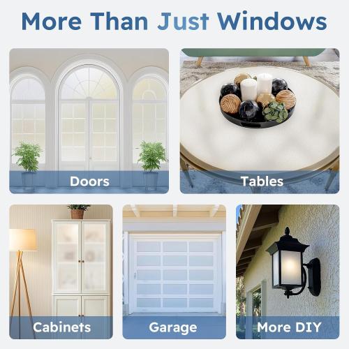 rabbitgoo Window Privacy Film with Kit for Glass Windows Frosted Decorative Clings UV Heat Control Static Cling Removable Easy Install for Bathroom Bedroom Door Home Coverings Pure, 17.5 x 78.7 inches