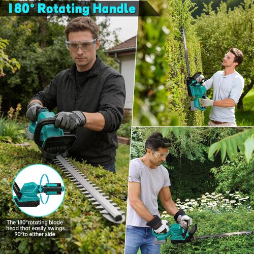 Cordless Hedge Trimmer 22-Inch Compatible with Makita 18V Battery, 3000RPM Brushless Motor Electric Hedge Trimmer, 180°Rotatable Head, Battery Powered Bush Trimmer for Yard, Garden(Tool Only)