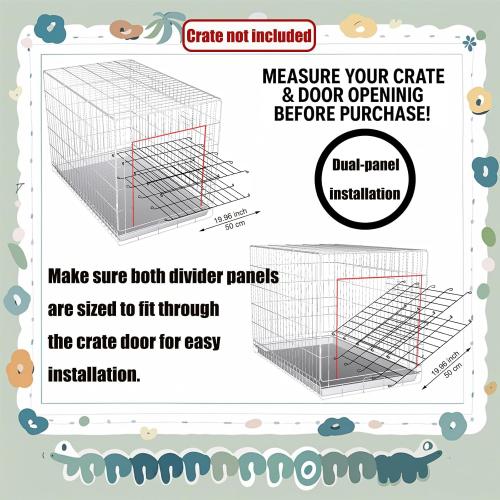 Dog Crate Divider Panel - 2 Pack Black Metal, Compatible with 42-48 & Other Crate Sizes, 27.95 H x Adjustable Width 19.96-36.61(Dog Crate NOT Included)