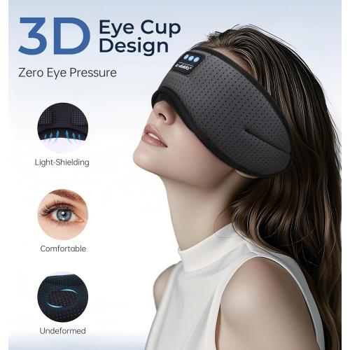 LC-dolida Bluetooth Sleep Mask with White Noise，Sleep Headphones,Bluetooth Wireless Music Eye Mask, Ideal for Travel, Night Work, Napping, Side Sleeping and Office Use for Both Men and Women(Grey)