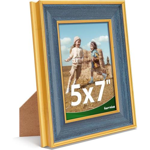 5x7 Picture Frame, Antique Finish Display 5 x 7 Photo Frame with Tempered Glass for Wall or Tabletop,5 by 7 Picture Vintage Framed Wall Art Décor,Navy Blue,1Pack