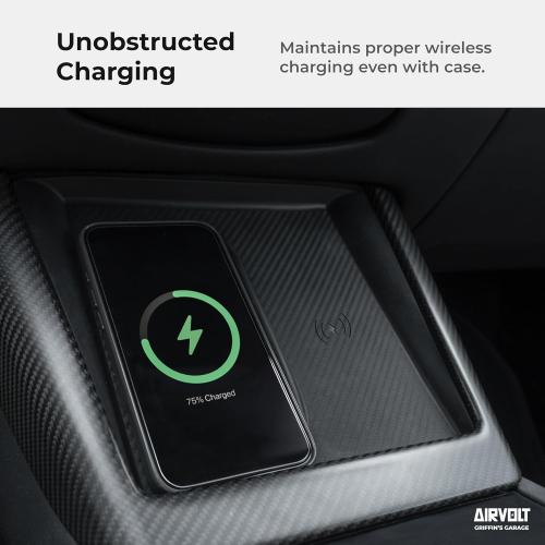 Charging Pad Cover for Tesla Model Y Juniper (2025/2026) & Model 3 Highland (2024/25/26) - Ultra Thin Silicone Mat Protector, Unobstructed Wireless Charging - Black