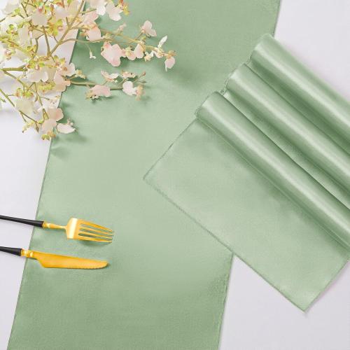 Horbaunal 2 Pack Sage Green Satin Table Runner 12 x 108 Inch