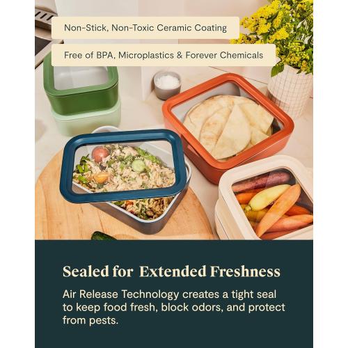 Caraway 13pc Glass Food Storage Container Set - Easy to Store, Non Toxic Lunch Box - with Glass Lids -