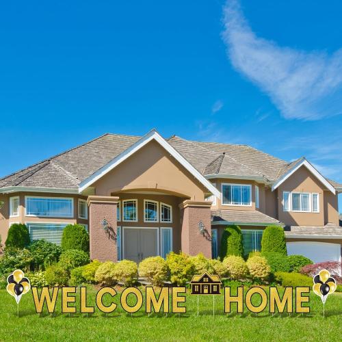 Yerliker 14 Pcs Welcome Home Yard Sign with Stakes LED Light 12.6 Welcome Home Lawn Sign Outdoor Yard Letters Decorations Patriotic Military Homecoming Party Supplies (Gold)