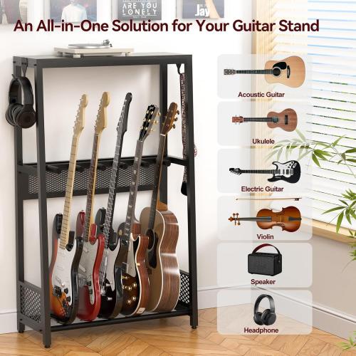 Guitar Stand, Guitar Rack for Acoustic Guitar,Bass,Electric Guitar, Thickened and Weighted Multi-Guitar Stand Floor，for Home Music Studio