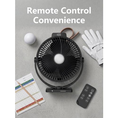 2-Pack 8-inch Magnetic Golf Cart Fan with Heavy-Duty Strap, 12000mAH Battery Operated Fan with Dual-Magnet, Bright Lighting, Compatible with EZGO Club Car Yamaha, Golf Cart Accessories, Golf Gift