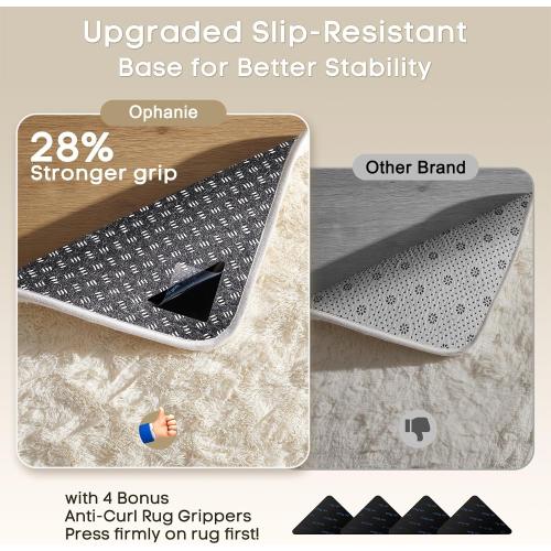 Area Rugs,Upgrade Non-Slip Fluffy Soft Rugs for Living Room,Large Shag Ivory Fuzzy Plush Rug,Shaggy Big Carpets for Bedroom,Kids Boys Girls Dorm Nursery Decor with Over 99 pcs Pile fibers