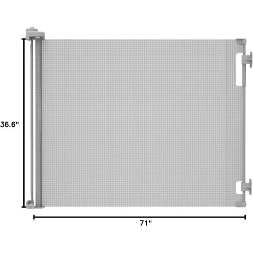 Hakuna Pets Indoor/Outdoor Paw Proof Retractable Dog Gate, 36.6 Tall Extends to 71 Wide, Gray