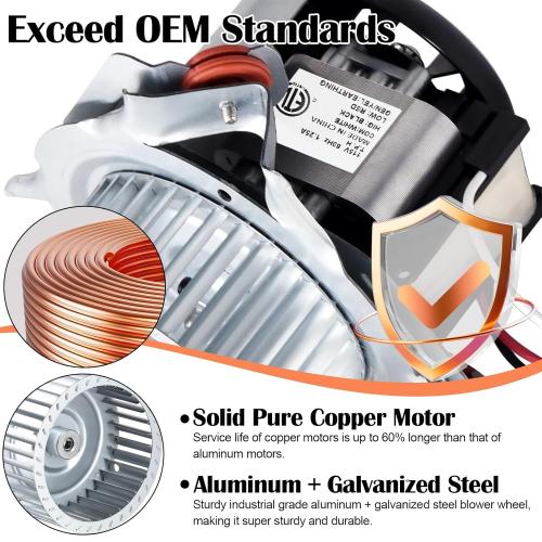 Hiorucet 326628-761 Inducer Motor Kits, Furnace Draft Inducer Motor Assembly Parts for Carrier Bryant Payne 326628-761 326628-711 3266828-701, Packard 66761 with Blower Wheel, Mounting Bracket, Gasket