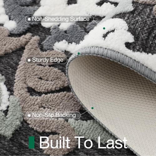 LUMI Indoor Door Mat for Entrance 26x46, Luxury Front Doormat with Non-Slip Latex Rubber Backing, Soft Washable Dirt Trapper, Flower Bliss (Rolled Package)