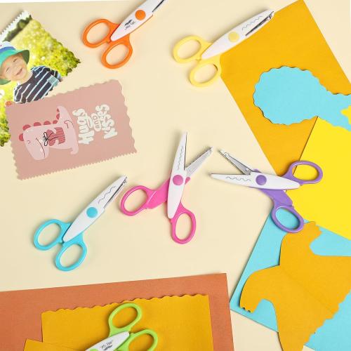 Mr. Pen Craft Scissors - Decorative Edge, 6 Pack, White & Vibrant Color, Zig Zag & Pattern Scissors for Crafting & Scrapbooking