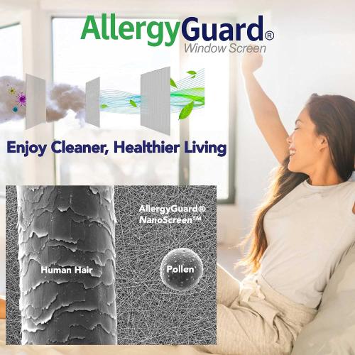 Genuine AllergyGuard® Window Screen – A Do-It-Yourself At Home Kit - Blocks Pollen, Allergens, and More