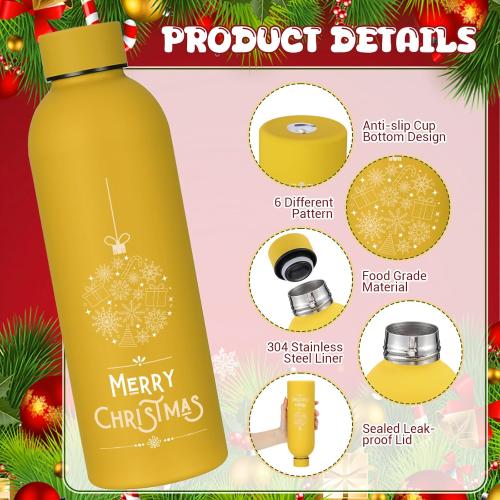LemonRoad 6 Pcs Christmas Stainless Steel Cup, 17 oz Employee Appreciation Reusable Gift, Thank You Water Bottle Bulk, Color Sport Bottle, Inspirational Team for Coworker Teacher Nurse Staff Gift