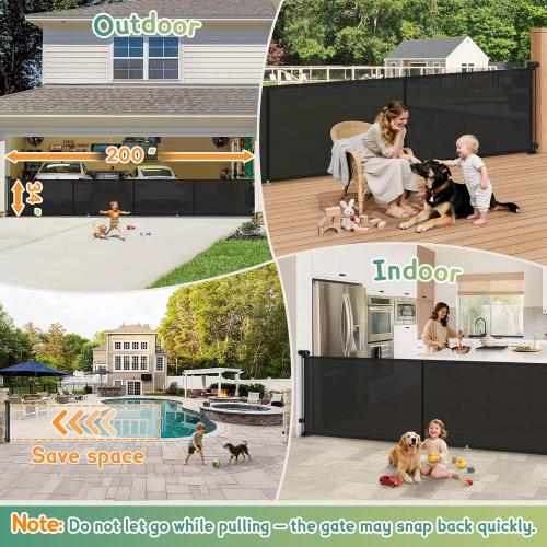 200'' Retractable Baby Gates Extra Wide,34 Tall Retractable Dog Gate for Doorways,Extra Long Retractable Baby Gate for Stairs,Kitchen,Indoor/Outdoor Retractable Gate with Fiberglass Reinforcement Rod
