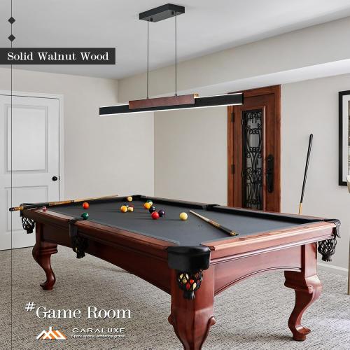 Modern LED Linear Pendant Lights 52 inch LED Chandelier Lighting for Home Office Black and Wood Dining Room Hanging Light Fixture Modern Dimmable Kitchen Island Lighting