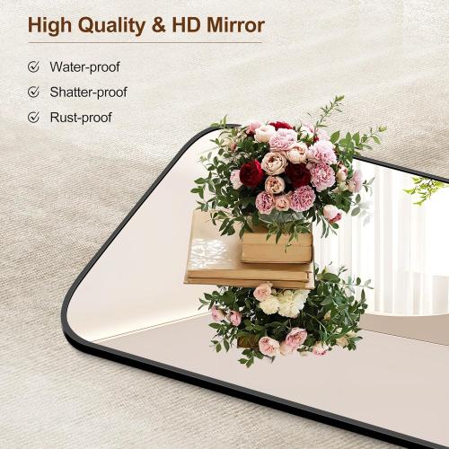 Bathroom Mirror, 30x30 inch Black Rectangle Wall Mounted Mirror with Thin Frame, Bathroom Vanity Mirrors for Over Sink, Entryway, Living Room, Bedroom