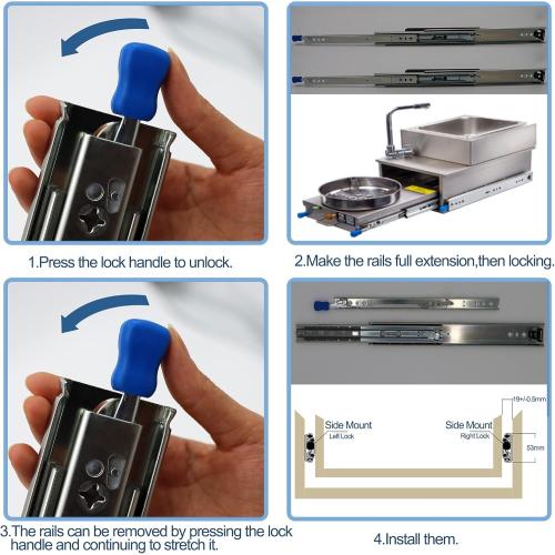 1 Pair 22 Inch 260 Lb Capacity Heavy Duty Locking Drawer Slides with Screws,Side Mount Full Extension 3 Fold Ball Bearing Stainless Steel Drawer Rails,Hardware Drawer Runners Tracks