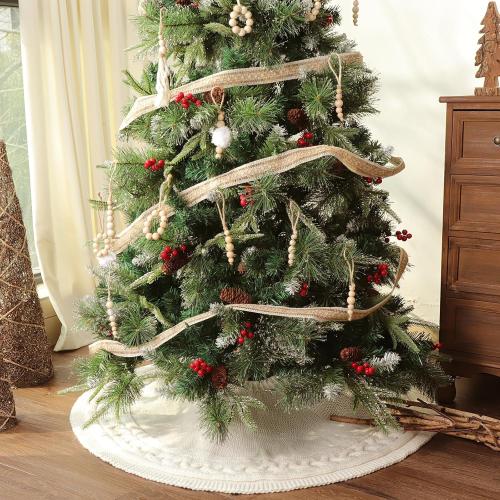 Christmas Tree Skirt 36 Inches: Braided Cable Knit Round Cream White Tree Skirt, Thick Rustic Christmas Tree Decorations Neutral Christmas Decor Christmas Tree Skirts for Xmas Home Party Supplies