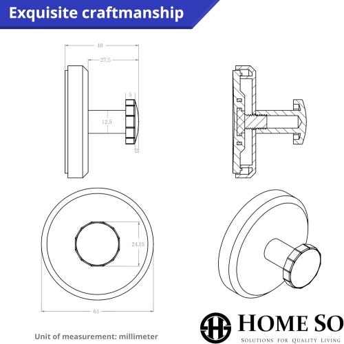 HOME SO Suction Cup Hooks for Shower, Bathroom, Kitchen, Glass Door, Mirror, Tile – Loofah, Towel, Coat, Bath Robe Hook Holder for Hanging up to 15 lbs – Waterproof & Rustproof, Matte Black (2-Pack)