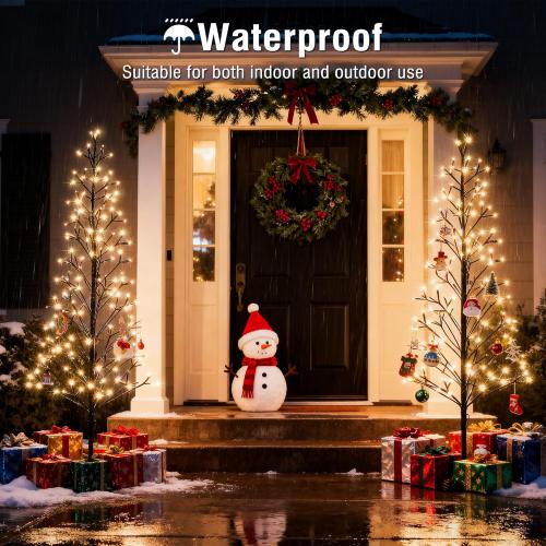 4.9 FT Christmas Outdoor Artificial Tree with Lights - 216 LED Pre Lit Christmas Decoration Tree Lights with Timer,Includes 27 LED Flashing Bulb,for Holiday Displays (Warm White)