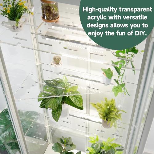 LUVCOSY Acrylic Shelves for IKEA Milsbo Tall Greenhouse Cabinet- 8mm Thick, Clear Acrylic Plant Corner Shelves Compatible with Tall IKEA Milsbo Glass Cabinet - 3 Pack Combo Set