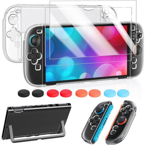 FYOUNG Protective Case for Nintendo Switch 2 2025, Switch 2 Case Slim Hard Shell Accessories, Scratch&Shock Protection Cover with Screen Protector, 8 Thumb Grip (Clear, Switch 2 7.9inch)