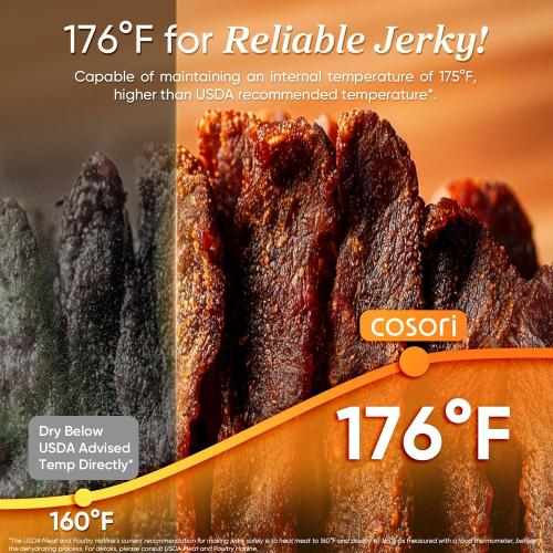 COSORI Food Dehydrator for Jerky, 176°F Temperature Control, 5 Stainless Steel Trays Dryer Machine, 4 Presets, 48H Timer, for Dog Treats, Meat, Fruit, Veggies, Snacks, Recipe Book Included