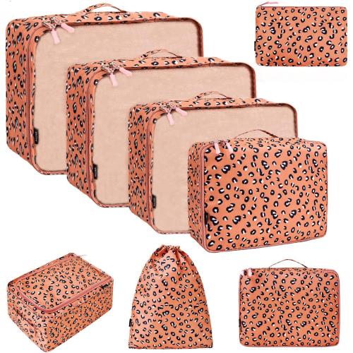 BAGAIL 8 Set Packing Cubes Luggage Packing Organizers for Travel Accessories-Pink Leopard