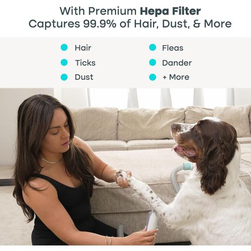 Uproot Clean Pet Grooming Vacuum for Dogs & Cats: 7-in-1, Quiet & Mess-Free | Pet Hair Vacuum with 7 Tools - Brush, Deshed, Detangle, Trim, Clean & Dry. Low-Noise Cat & Dog Grooming Kit for Shedding